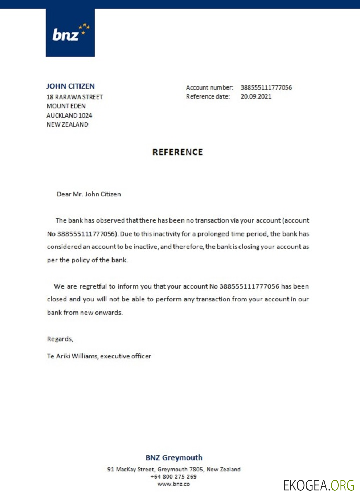 Référence Nouvelle , Zélande , BNZ , closure